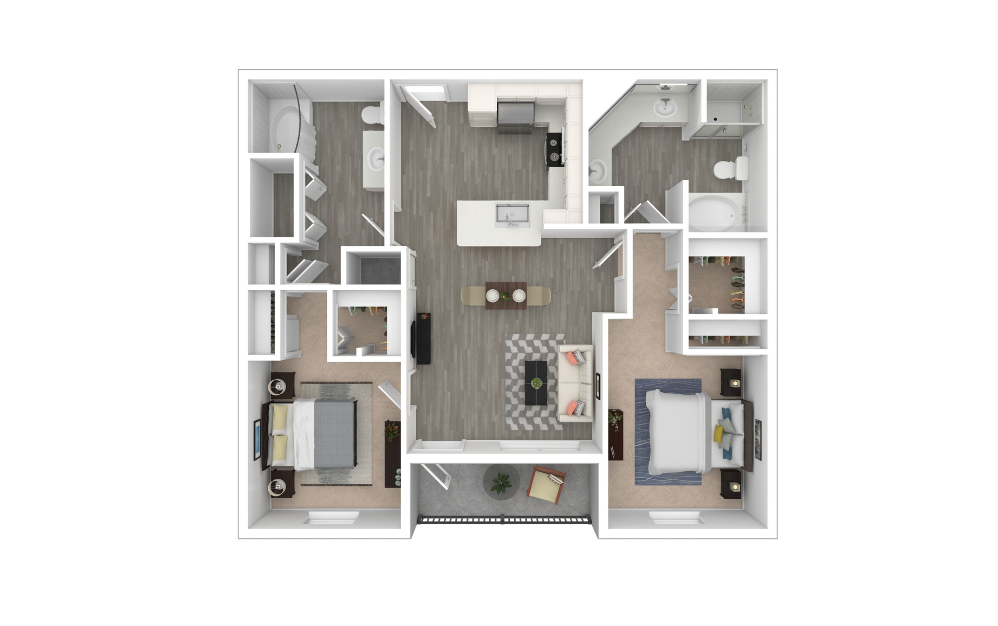 3D Furnished Floorplan - B1 3D Furnished Floorplan - B1