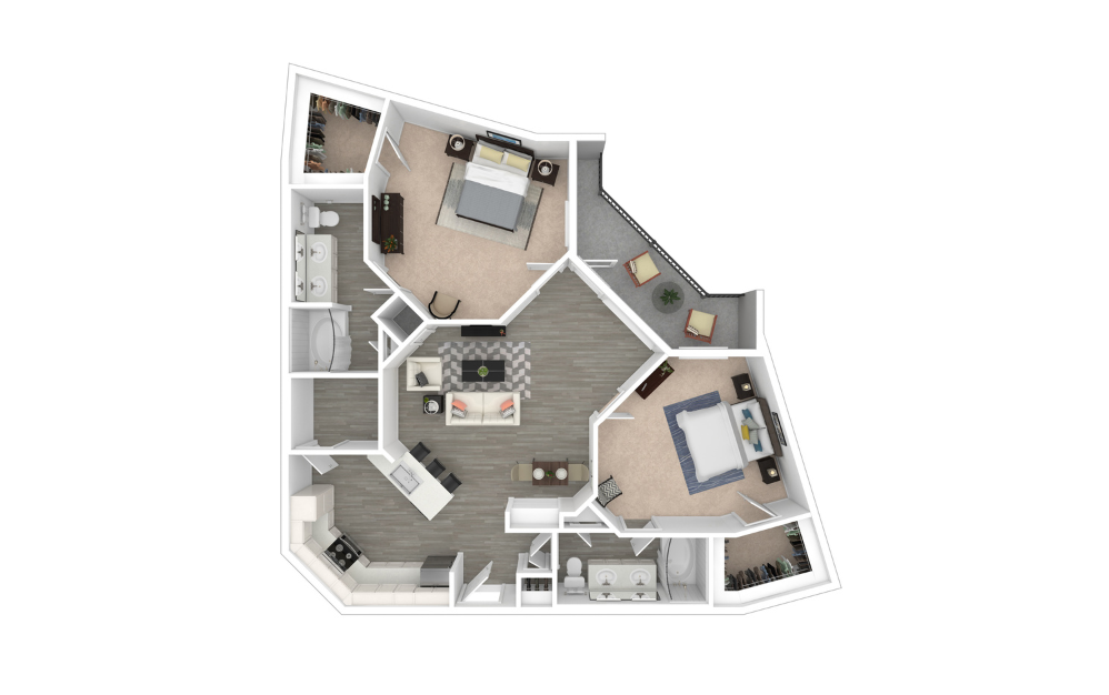 3D Furnished Floorplan - B4 3D Furnished Floorplan - B4