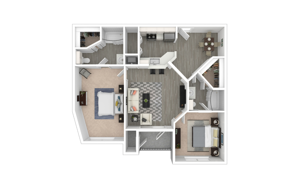 3D Furnished Floorplan - B7 3D Furnished Floorplan - B7