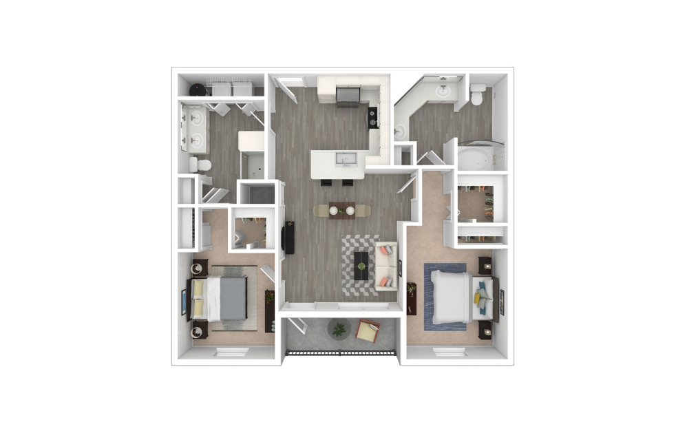 3D Furnished Floorplan - B8 3D Furnished Floorplan - B8
